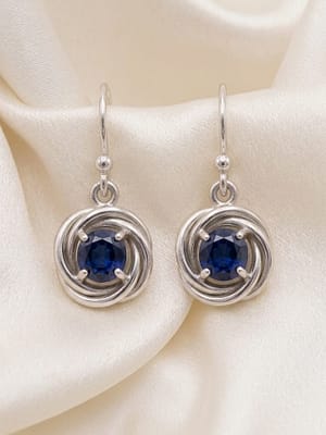 Blue Sapphire Twist Hanging Earrings