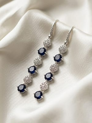 Blue Sapphire Cascade Hanging Earrings