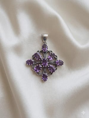 Vintage Floral Amethyst Statement Pendant