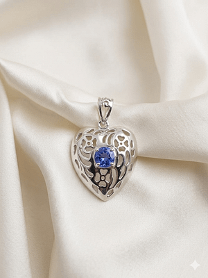 Tanzanite Floral Heart Pendant