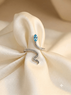 Blue Topaz Snake Ring