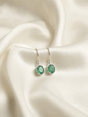 Emerald Solitaire Hanging Earrings