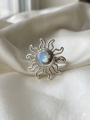 Celestial Sun Rainbow Moonstone Ring