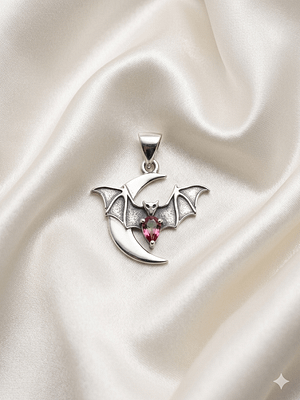 Tourmaline Bat Moon Pendant
