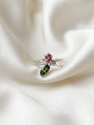 Pink & Green Tourmaline Bypass Ring