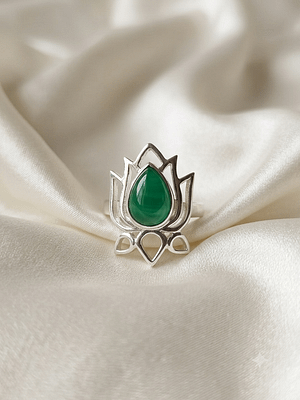 Green Onyx Lotus Ring