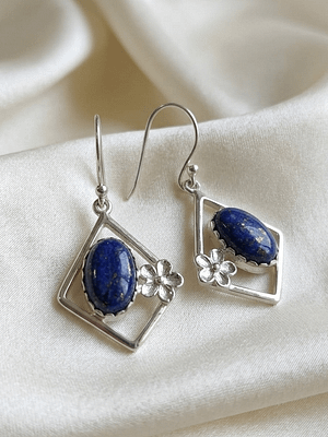 Geometric Lapiz Floral Hanging Earrings