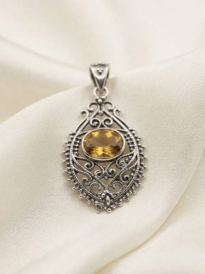 Vintage Citrine Filigree Pendant