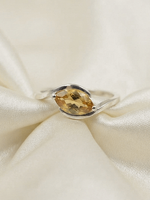 Elegant Marquise Citrine Twist Ring