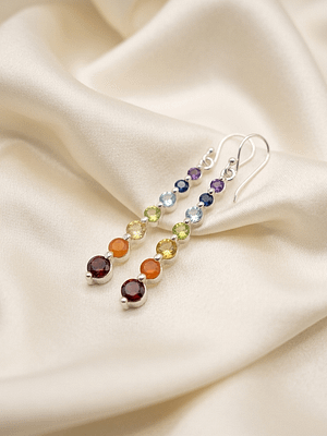 Seven Chakra Linear Gemstone Earrings