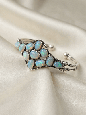 Ethiopian Opal Cluster Cuff Bangle