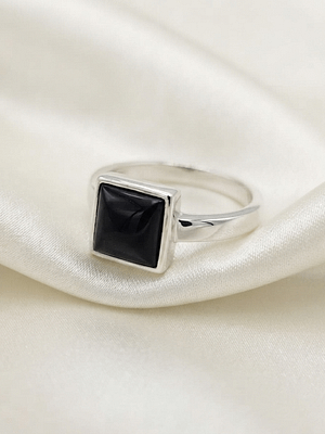 Black Onyx Square Signet Ring