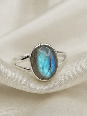 Labradorite Split Shank Oval Ring