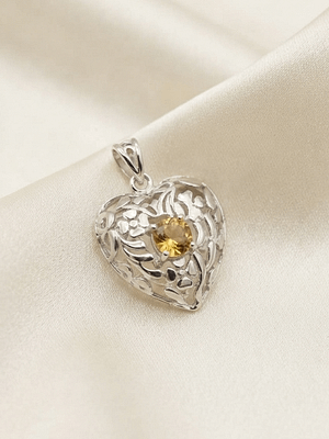 Citrine Filigree Heart Pendant