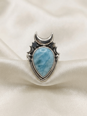 Celestial Larimar Moon Ring