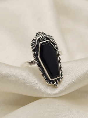 Gothic Black Onyx Coffin Ring