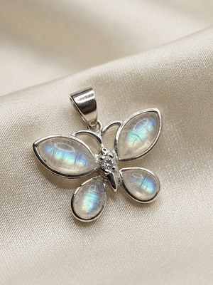 Rainbow Moonstone Butterfly Pendant 925 Sterling Silver Rainbow Moonstone Butterfly Pendant with Genuine Natural Rainbow Moonstone Gemstones