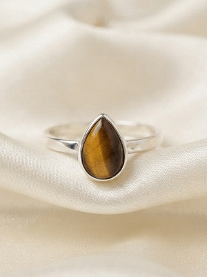 Tiger Eye Teardrop Ring