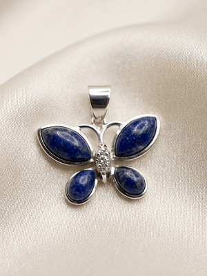 Lapis Lazuli Butterfly Pendant 925 Sterling Silver Lapis Lazuli Butterfly Pendant with Genuine Natural Lapis Lazuli Gemstones