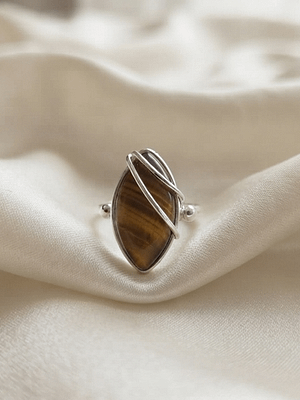 Tiger Eye Wrapped Marquise Ring