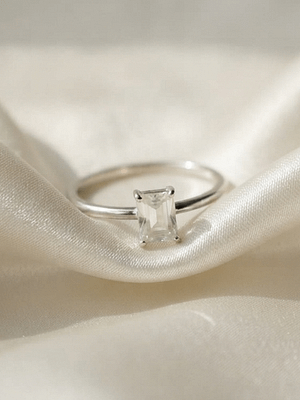 Rainbow Moonstone Solitaire Ring