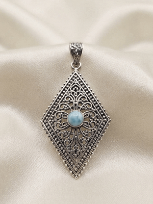 Vintage Larimar Filigree Pendant Vintage Larimar Filigree Pendant
