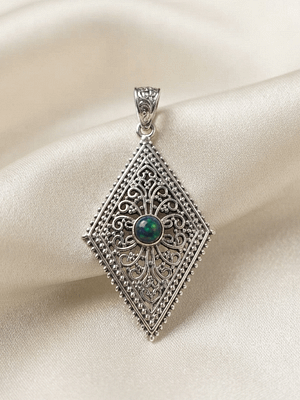 Vintage Black Ethiopian Opal Filigree Pendant Vintage Black Ethiopian Opal Filigree Pendant
