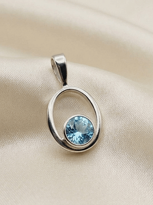 Open Oval Blue Topaz Gemstone Pendant 925 Sterling Silver Open Oval Blue Topaz Gemstone Pendant with Genuine Natural Blue Topaz