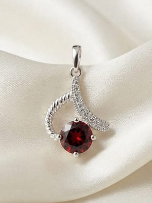 Red Garnet Swirl Pendant 925 Sterling Silver Red Garnet Swirl Pendant with Genuine Natural Red Garnet