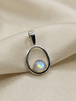 Open Oval Rainbow Moonstone Gemstone Pendant 925 Sterling Silver Open Oval Rainbow Moonstone Gemstone Pendant with Genuine Natural Rainbow Moonstone