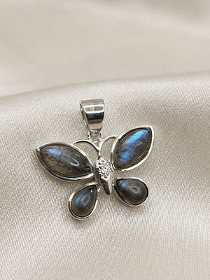 Labradorite Butterfly Pendant 925 Sterling Silver Labradorite Butterfly Pendant with Genuine Natural Labradorite Gemstones