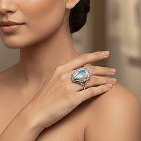 Sterling Silver Natural K2 Jasper Statement Ring