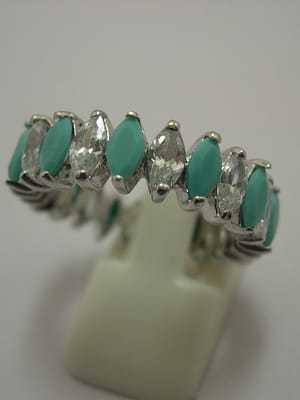 Turquoise and CZ Ring