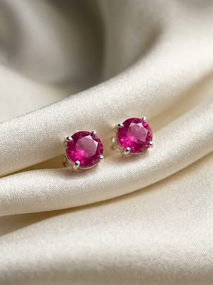 Crimson Ruby Stud Earrings