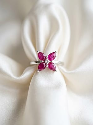 Crimson Ruby Floral Ring