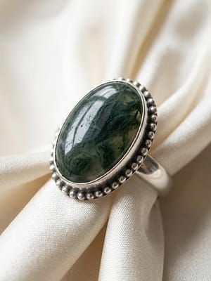 Oval Moss Agate Ring