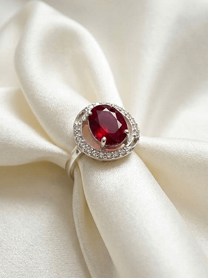 Ruby Crimson Halo Elegance Ring