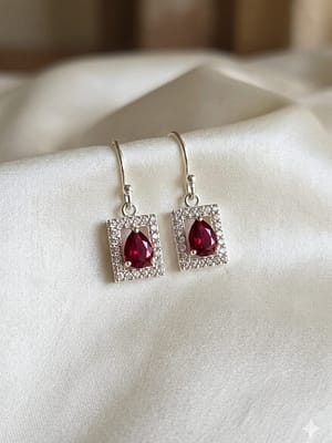Ruby Glow Halo Drop Earrings