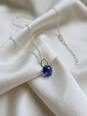 Blue Sapphire Drop Pendant Necklace