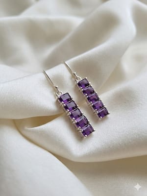 Linear Amethyst Drop Earrings