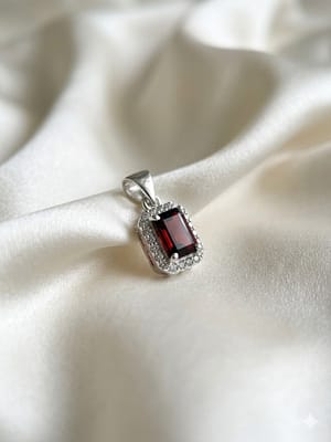 Red Garnet Halo Pendant