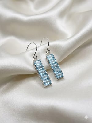 Blue Topaz Linear Drop Earrings