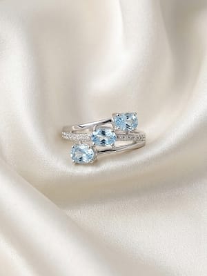 Blue Topaz Three-Stone Wrap Ring