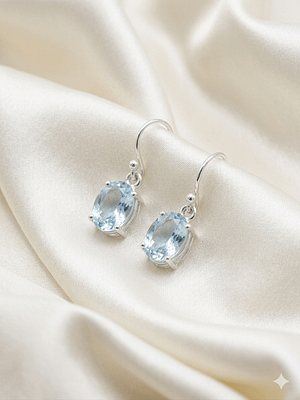 Aquamarine Halo Drop Earrings