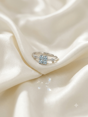 Aquamarine Princess Cluster Ring