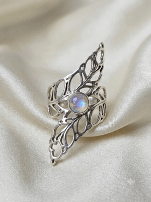 Rainbow Moonstone Butterfly Wing Ring