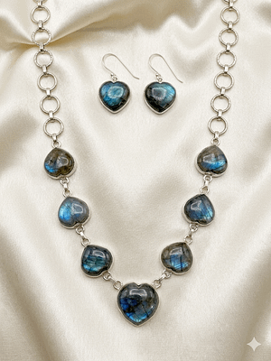 Hearts Labradorite Necklace Set